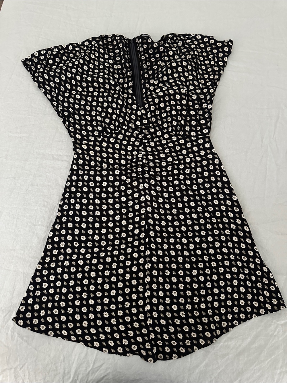 Madewell Floral Ruched V-Neck Mini Dress